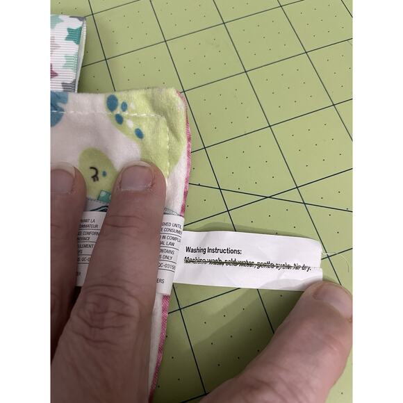 Mary Meyer Taggies Dinosaur Lovey Security Blanket Pink Blue Satan Back - Picture 11 of 12